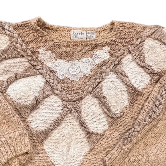 Vintage Bonnie and Bill by Holly Sweater Beige & cream Size L - Picture 3 of 5